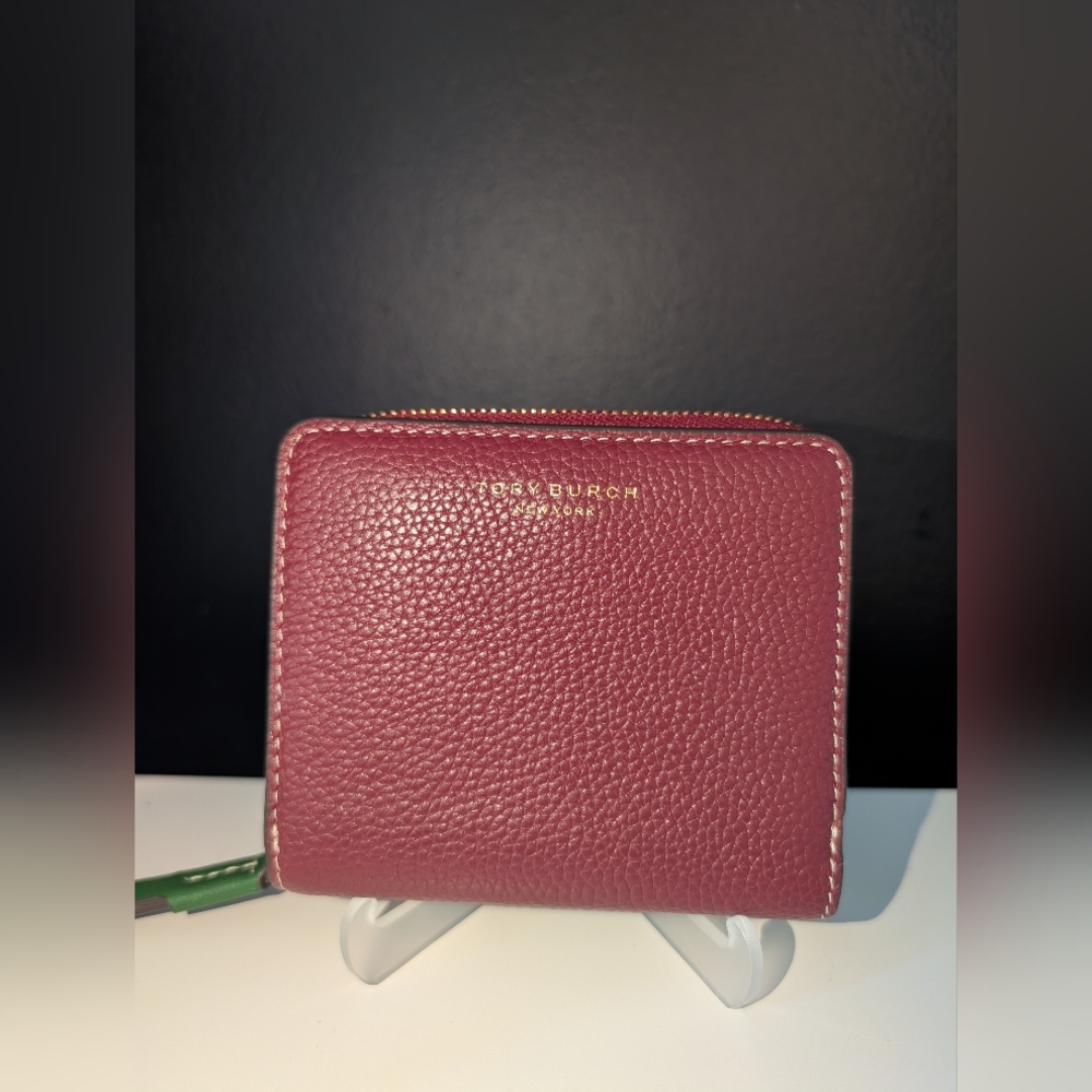 Tory Burch Perry Color-Block Bi-Fold Small Wallet With Tory-Branded Dust Bag